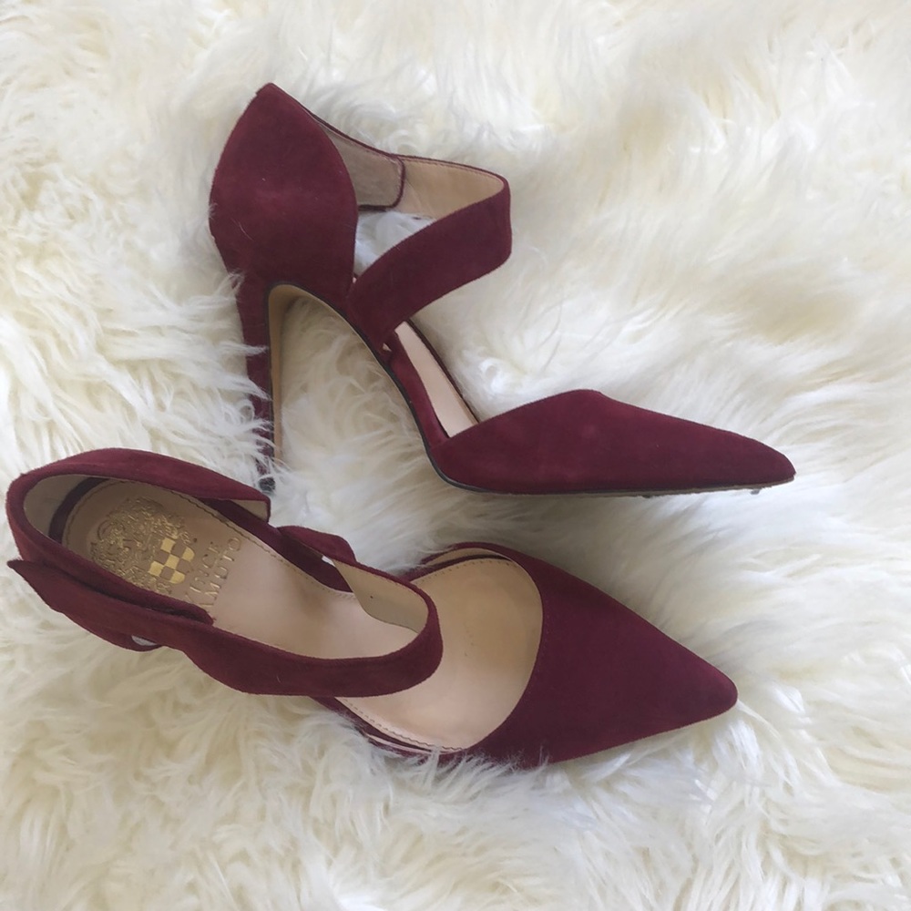 Vince Camuto wine suede pointy toe pumps